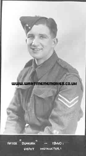 Corporal JW Heslam depot instructor after Dunkirk